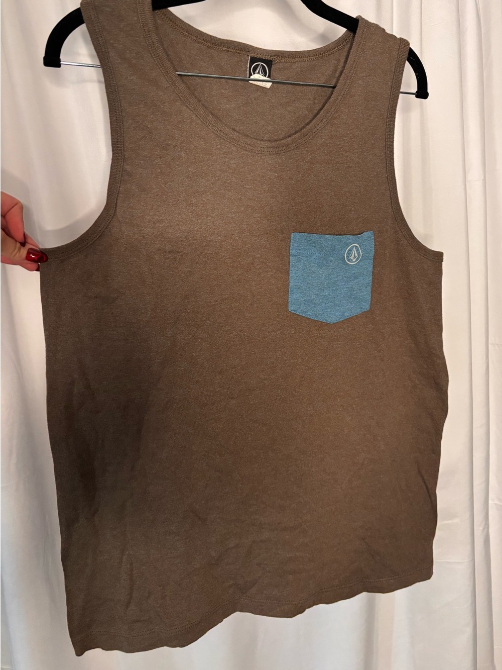 Volcom Brown Tank Top with Blue Pocket